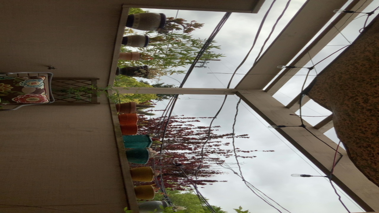 Overlooking a Garden from a Covered Balcony