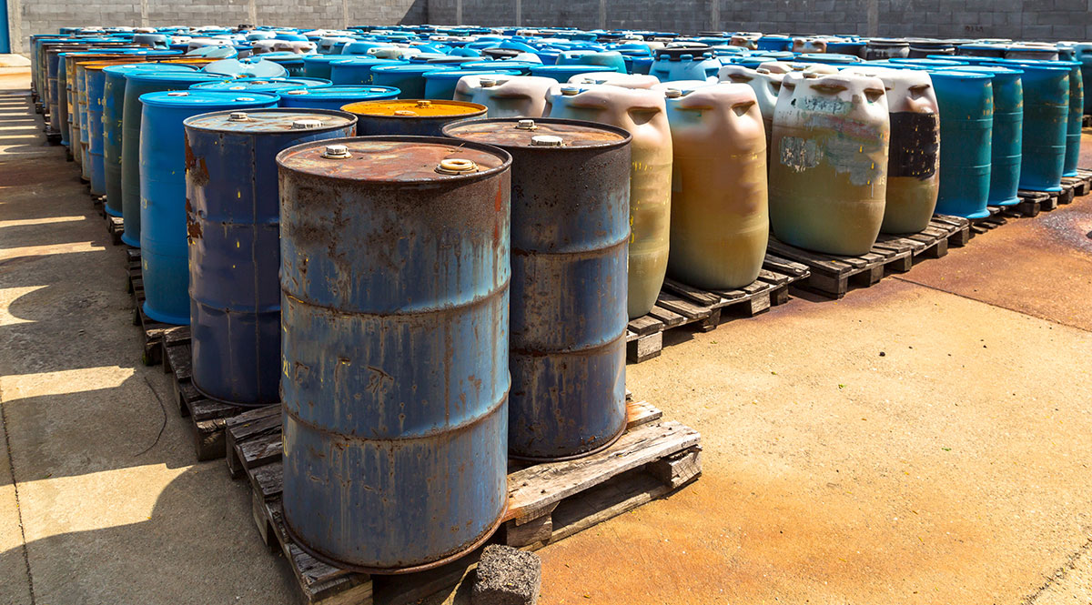 Rows of Chemical Drums